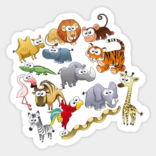 Wild Animal Cartoon Illustration Sticker